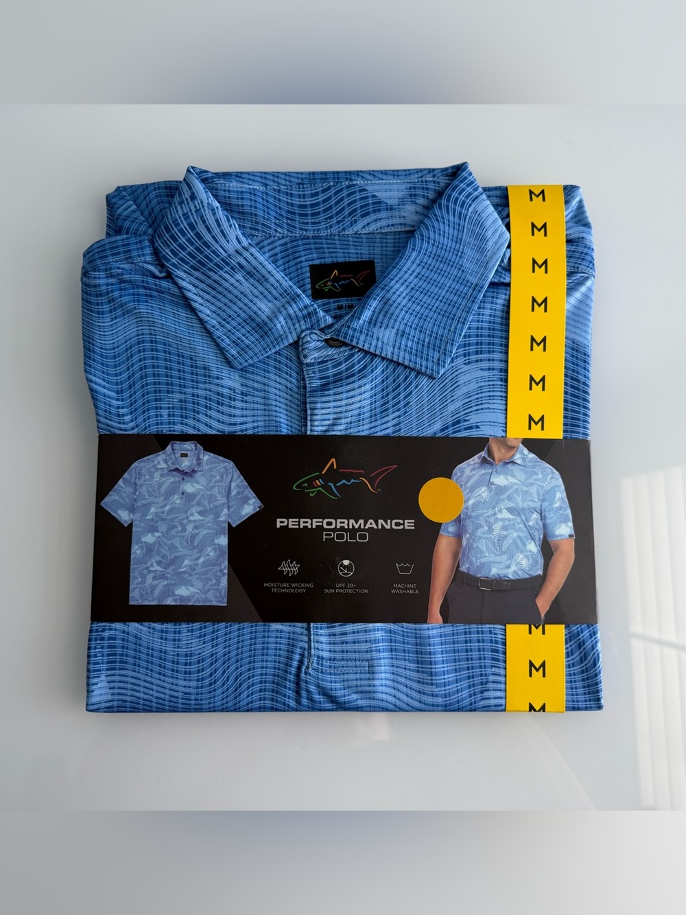 Greg Norman Men's Blue Performance Golf Polo Size Medium
